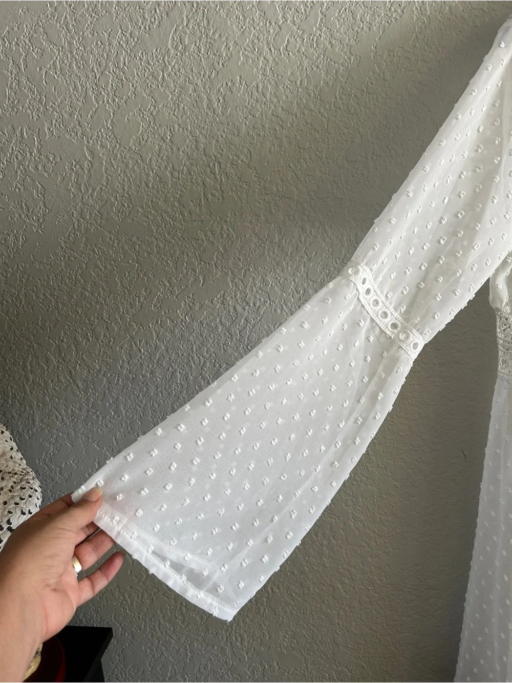 White Sheer Swiss Dot Crochet Tie-Front Swim Coverup
